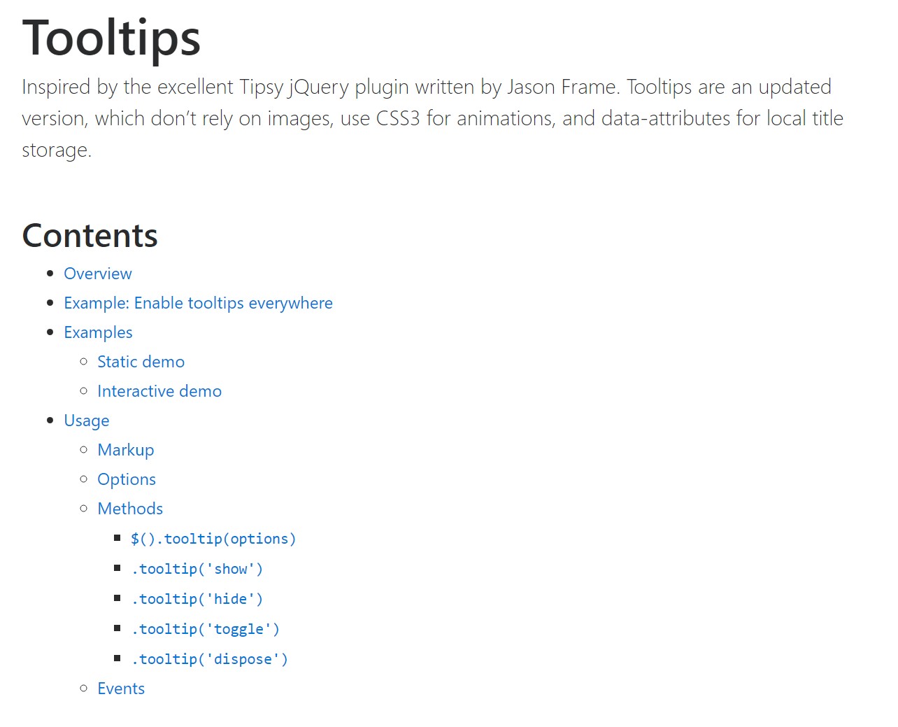 Bootstrap Tooltips official  information