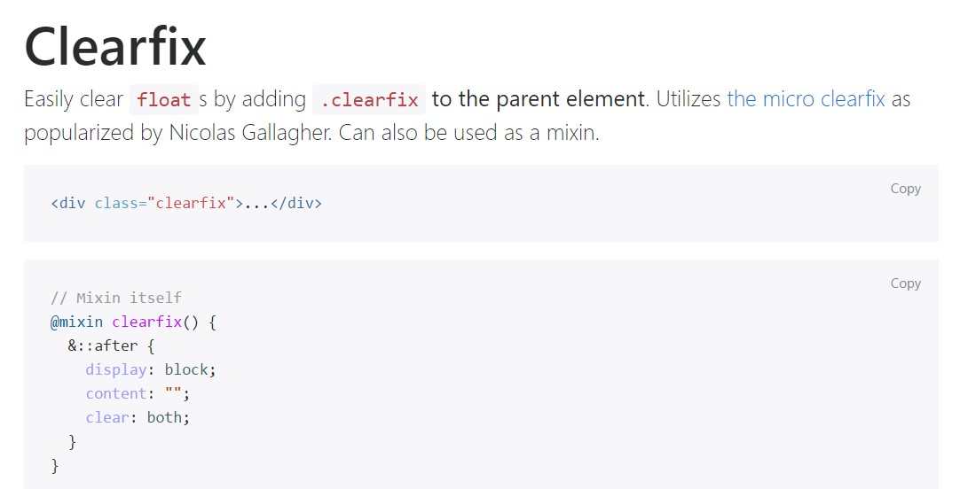 Bootstrap clearfix  authoritative  information