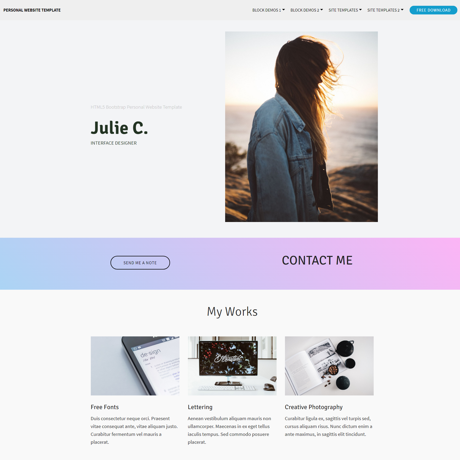 Free Download Bootstrap Personal website Templates