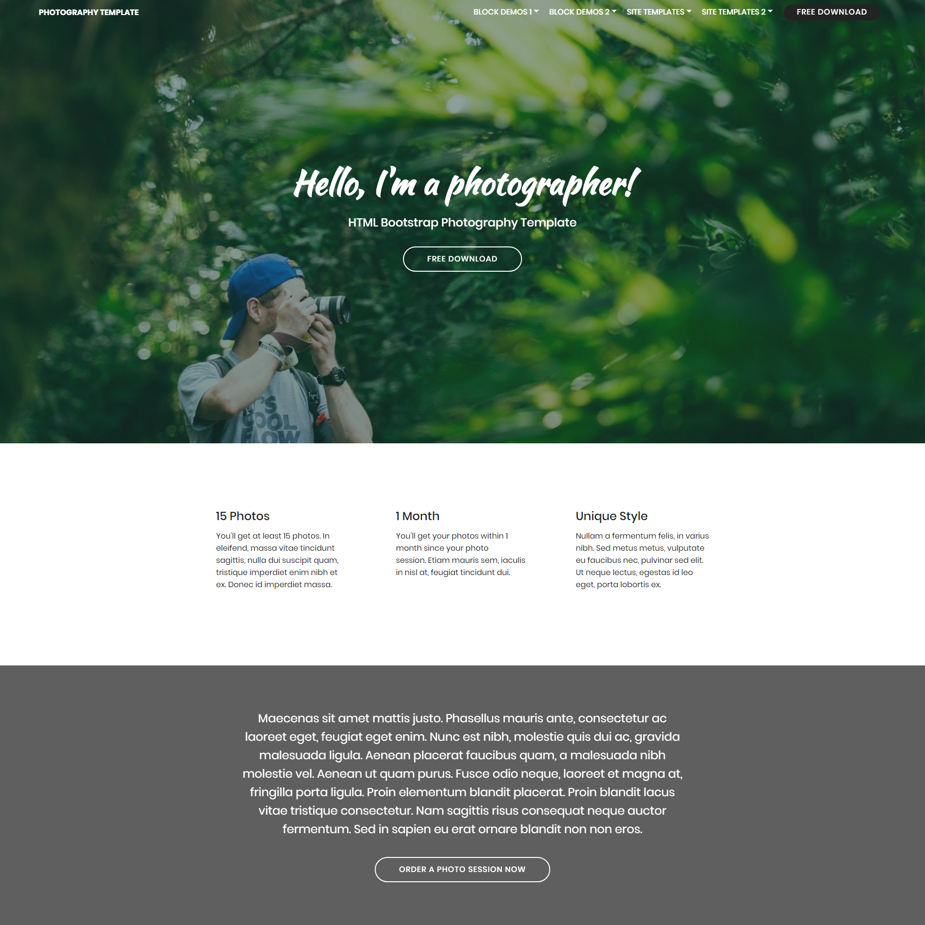 HTML Bootstrap Photography Templates